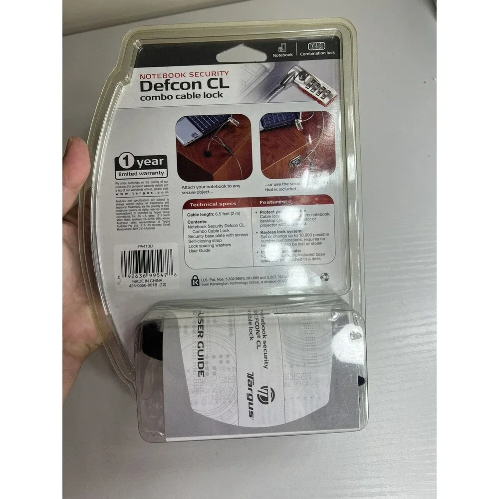 Targus, Defcon CL, Combo Cable Lock, Notebook Security